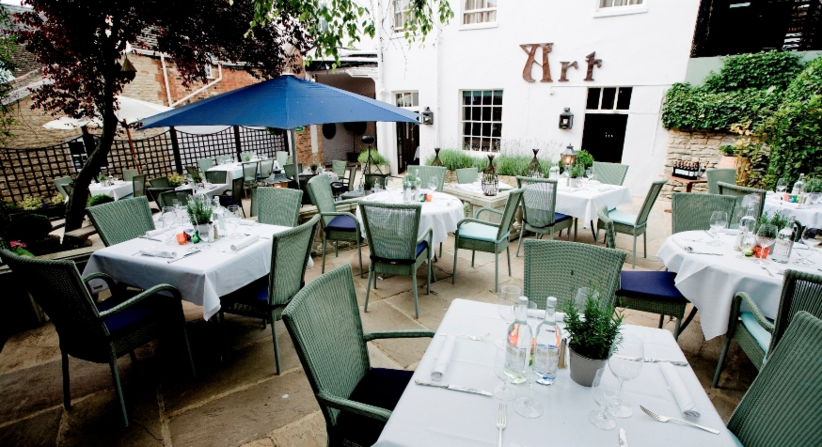 Outside Courtyard at The Feathers Hotel in Woodstock