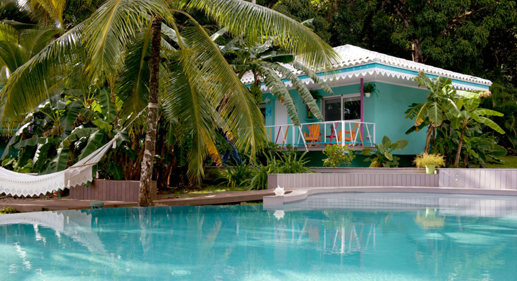 One of the houses and swimming pool