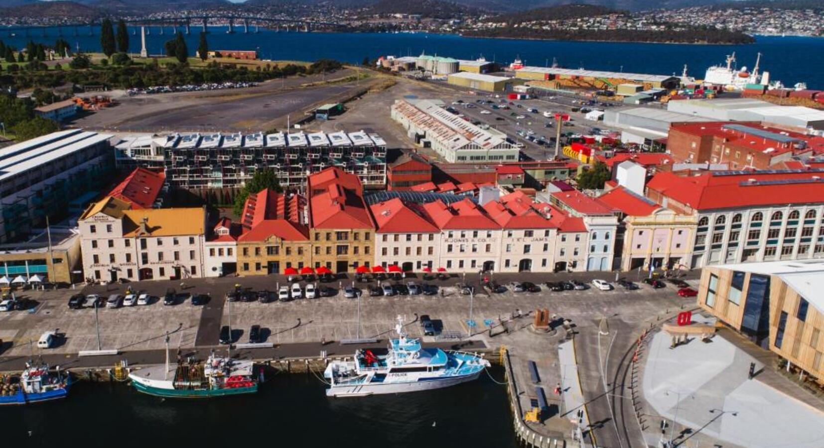 Aerial View of Hobart Waterfront