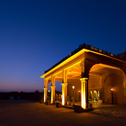 Hotel exterior by night