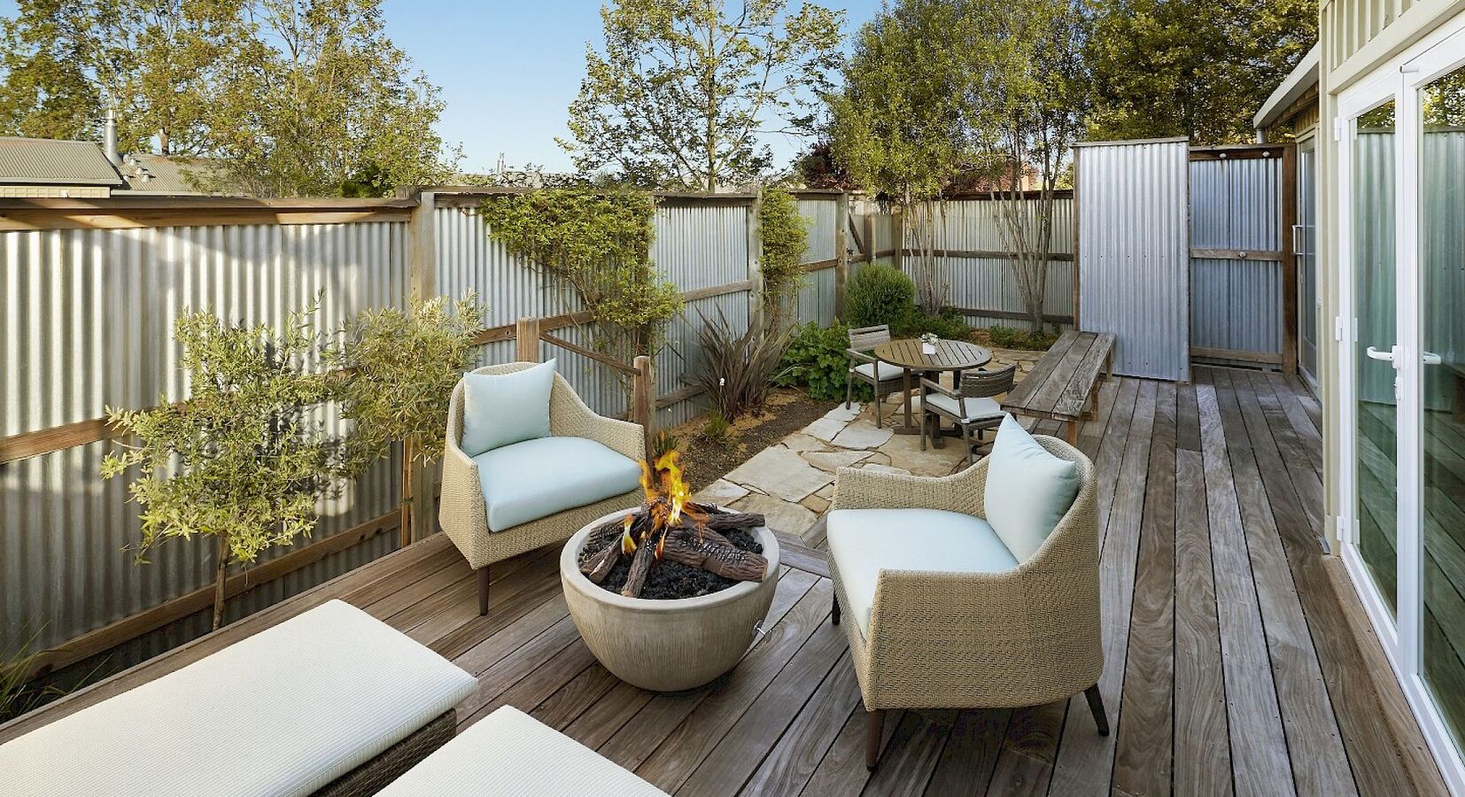 Terrace with firepit