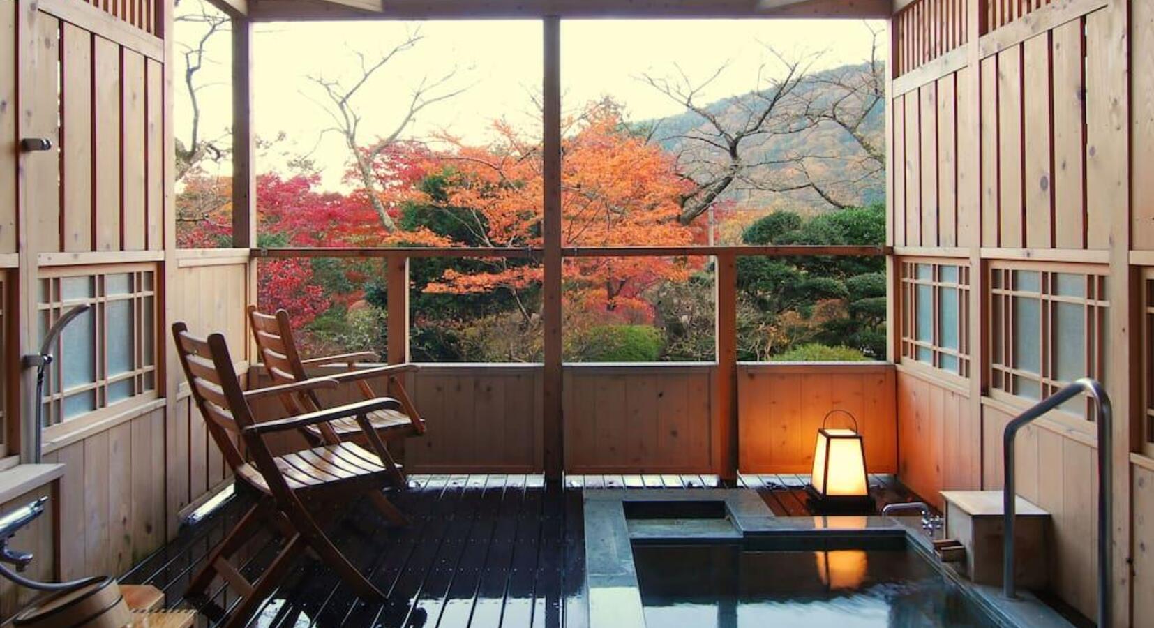 Private balcony with hot spring bath