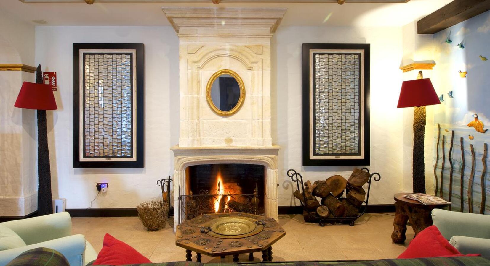 Lounge area with fireplace