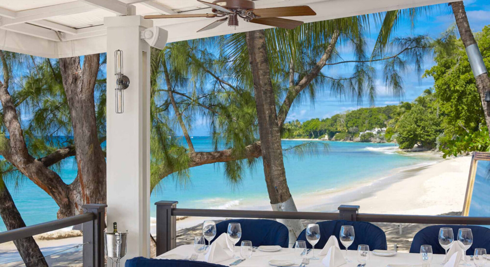 Restaurant and beach beyond