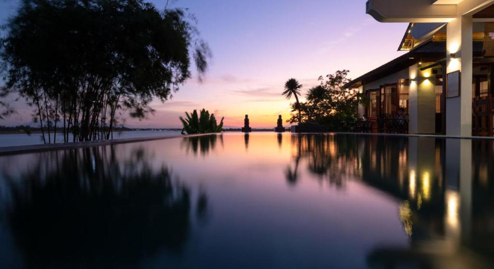 Riverside Swimming Pool at Night