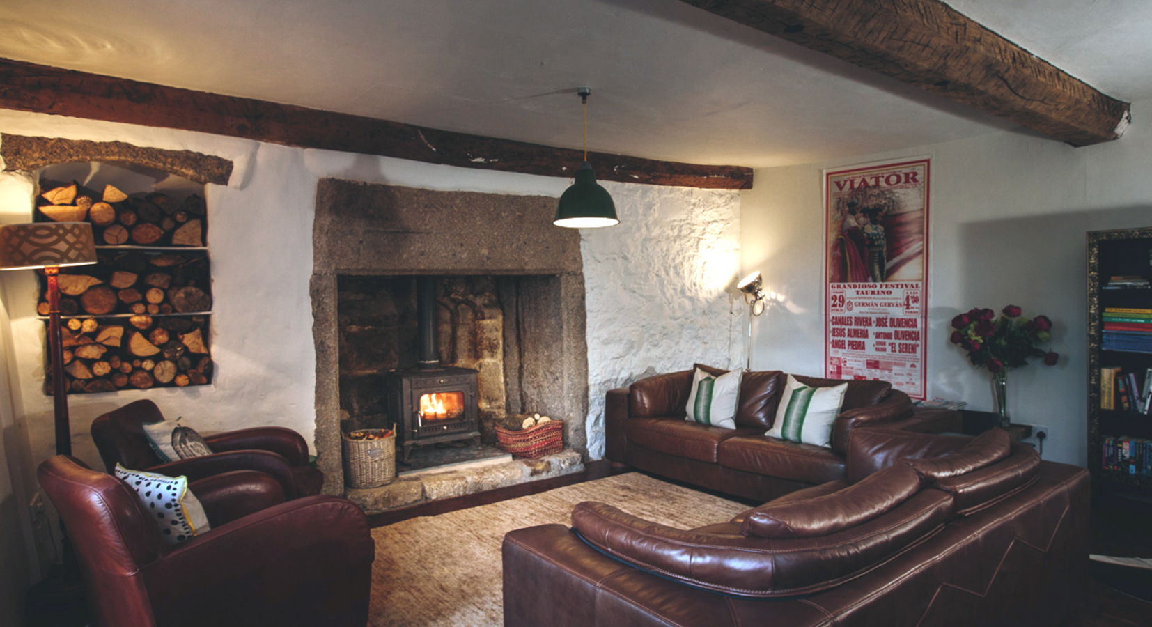 The lounge with wood burning stove