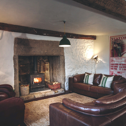 The lounge with wood burning stove