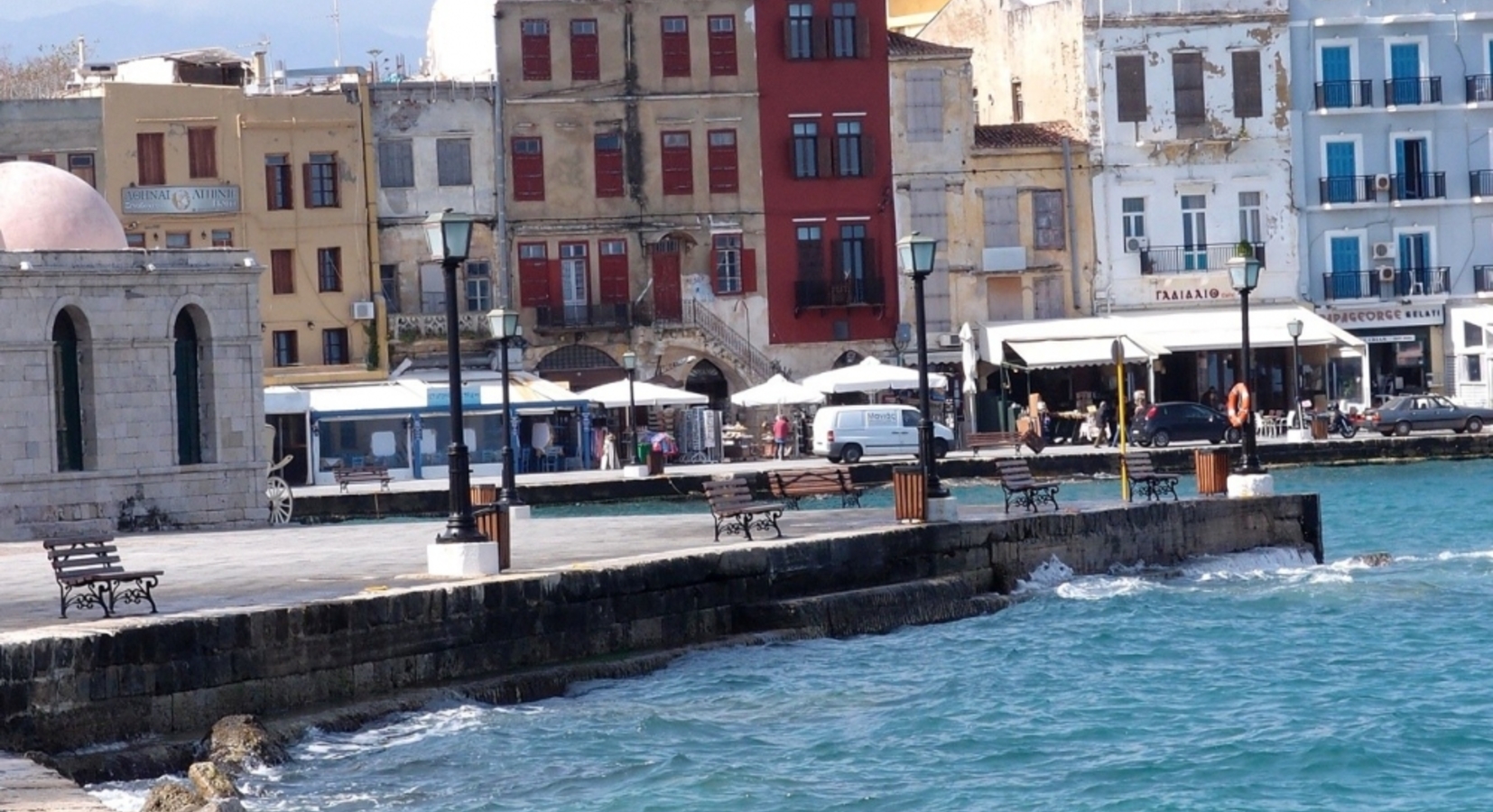 Chania harbour - Mama Nena is the Red townhouse