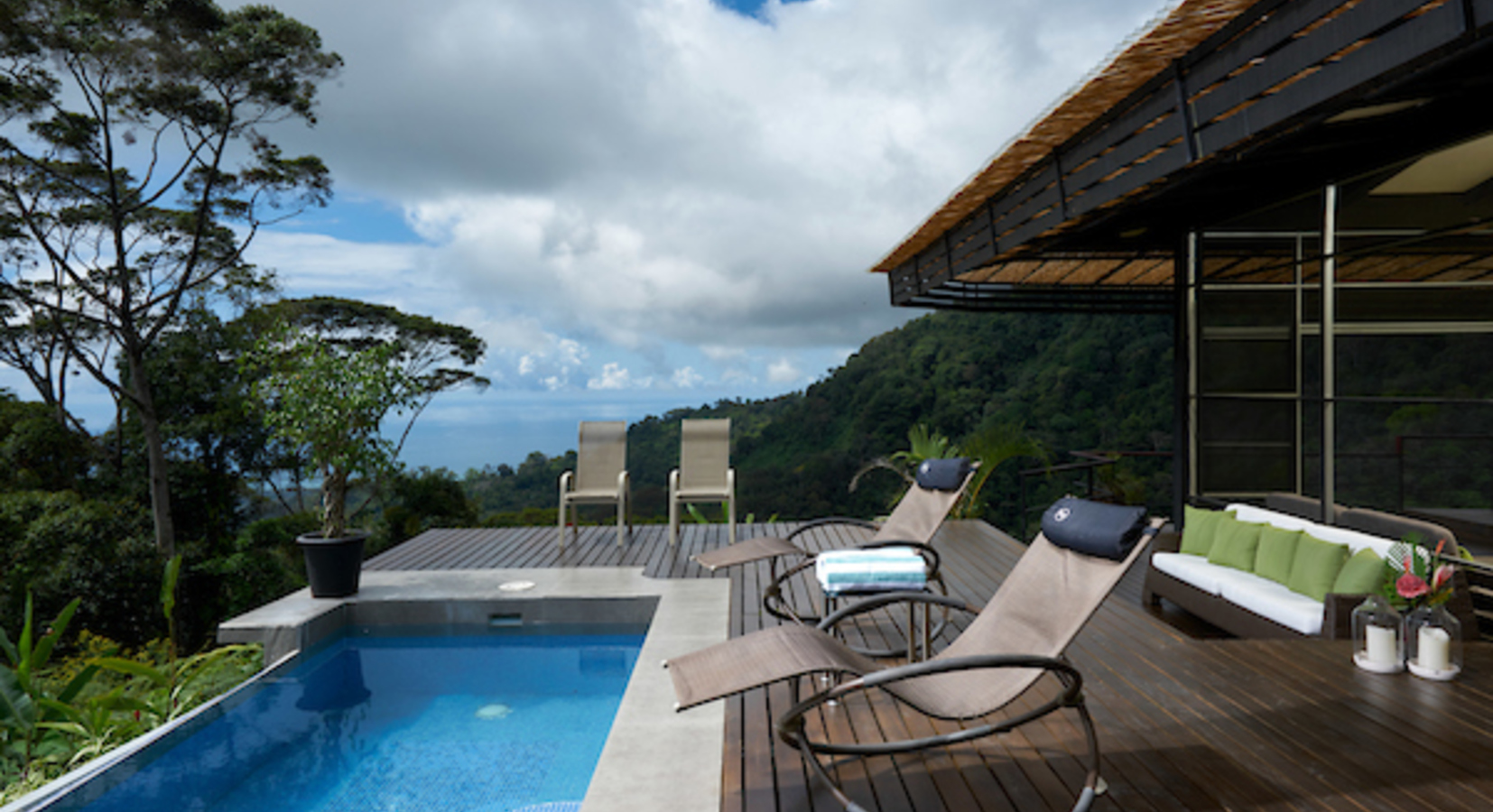 The deck and pool in our 1-Bedroom Villa Romantica