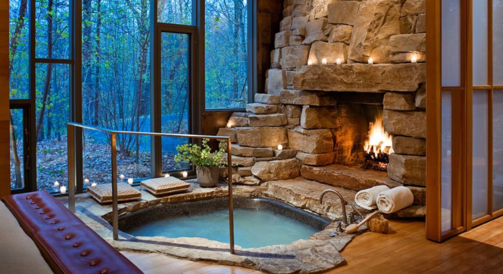 Private fireside tub