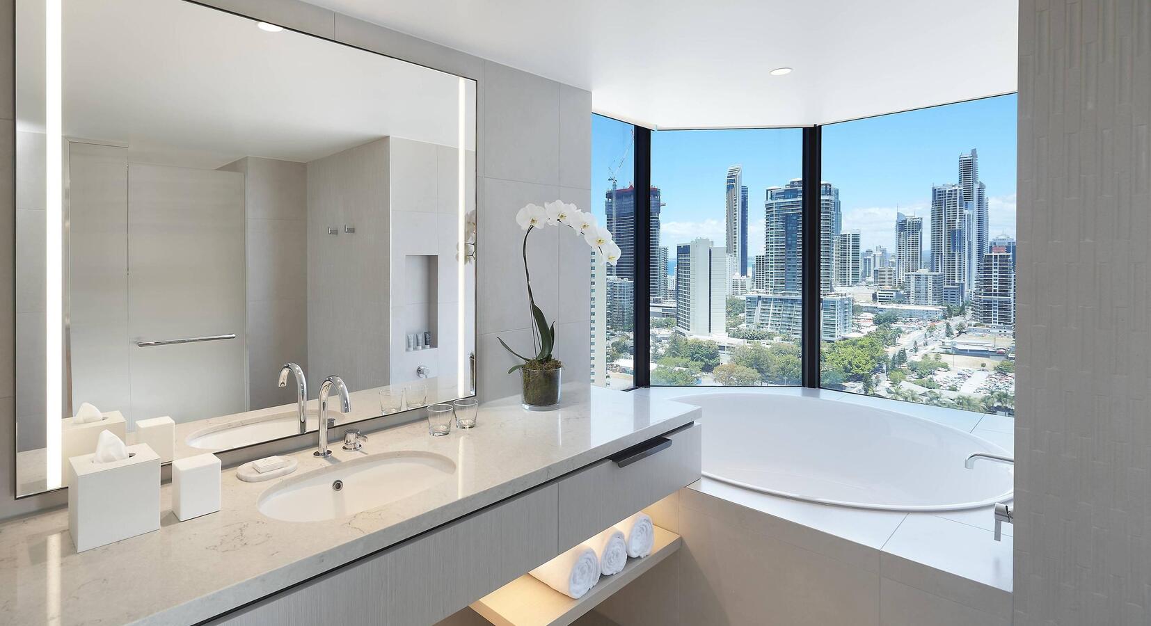 Bathroom with City Views