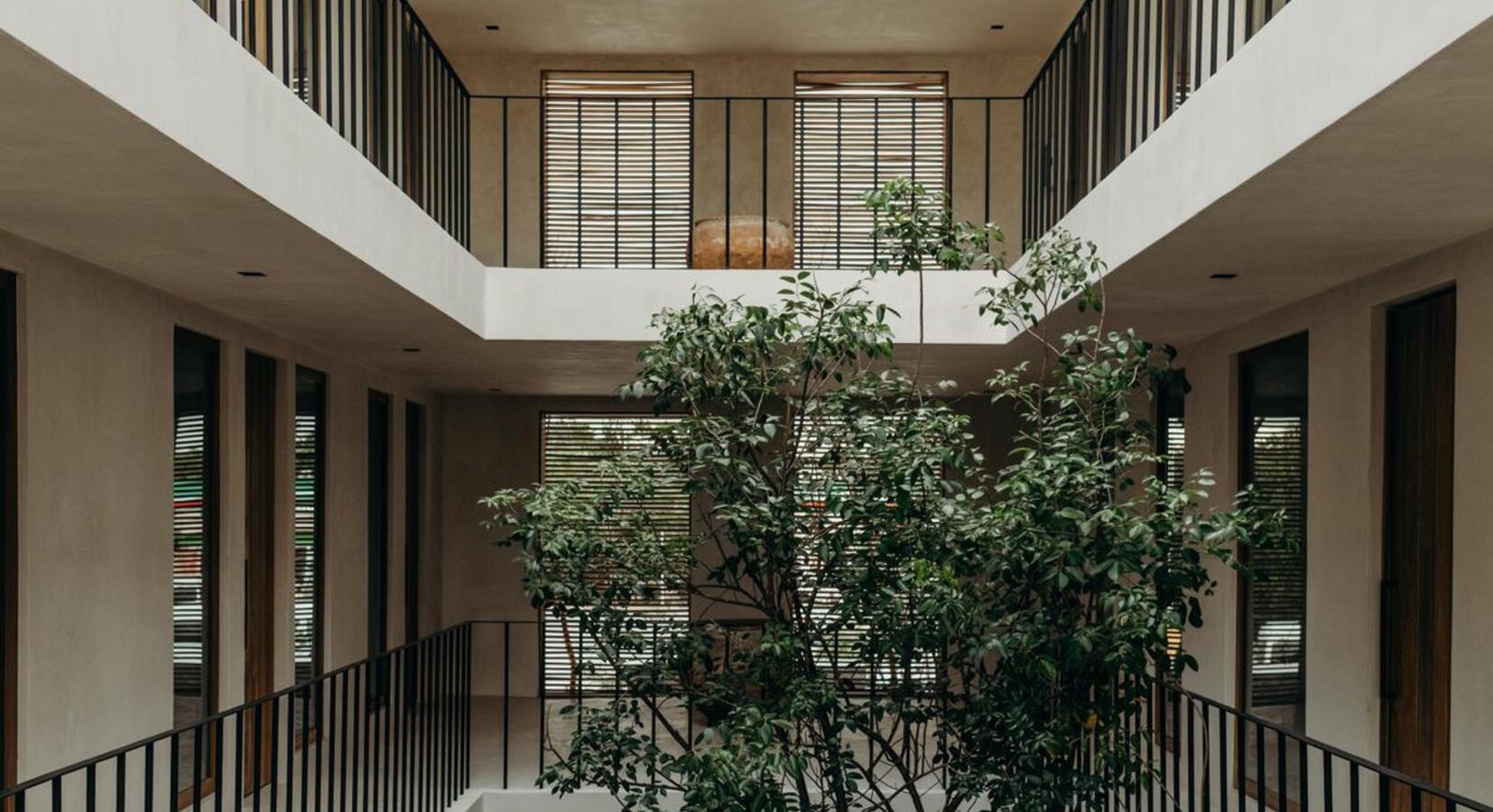 Hotel interior courtyard