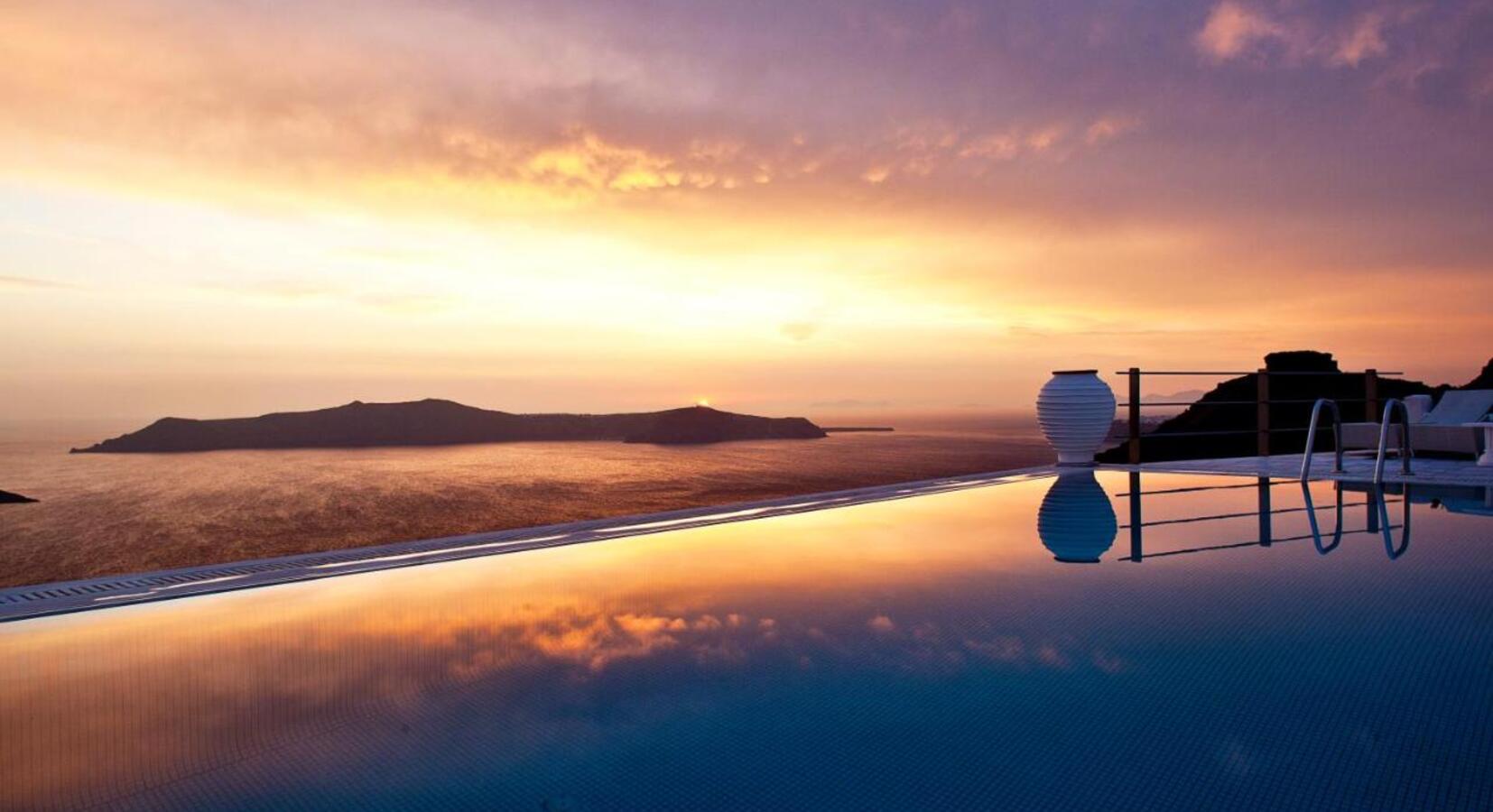 Infinity pool with sunset view