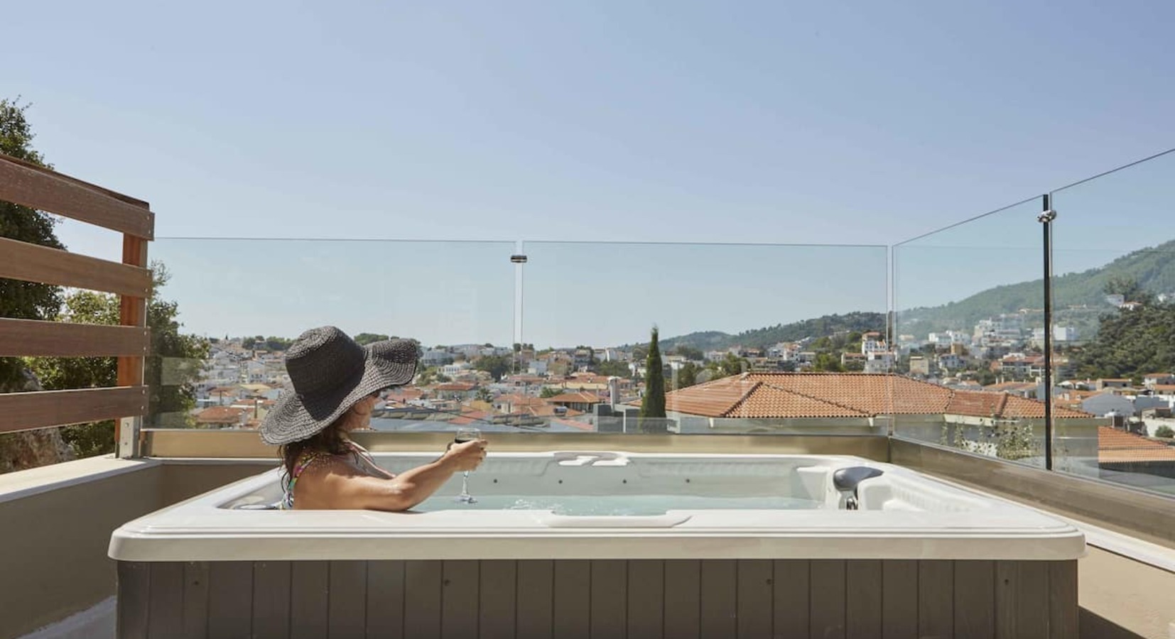 Private balcony with hot tub