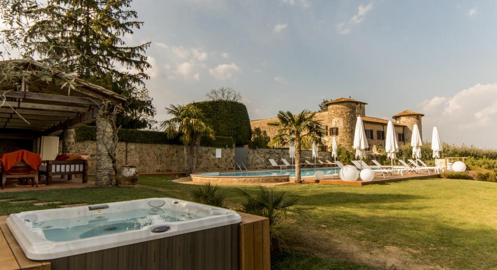 Outdoor pool and hot tub