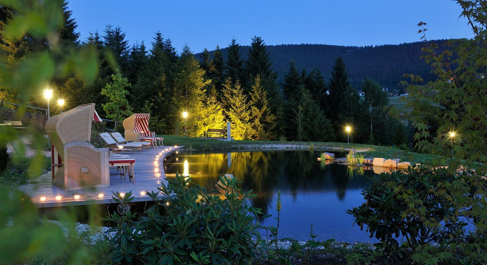 Outdoor pool night view