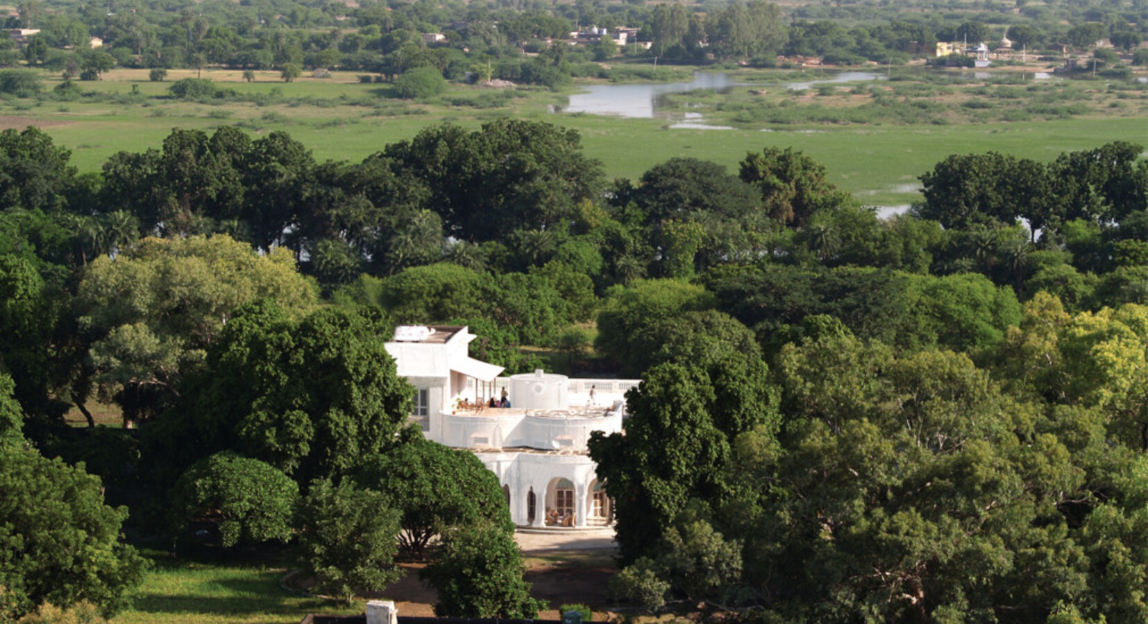 Aerial shot of the exterior