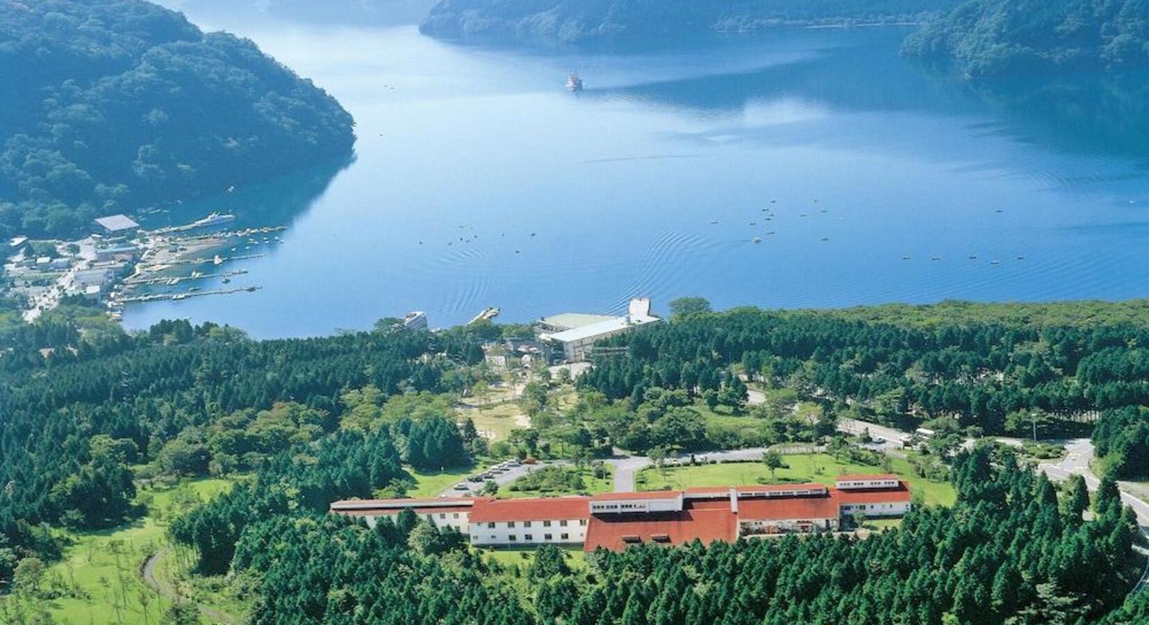 View of the resort and lake