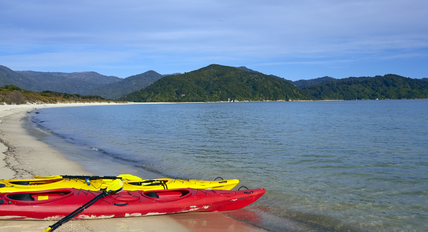 Awaroa beach kayaks