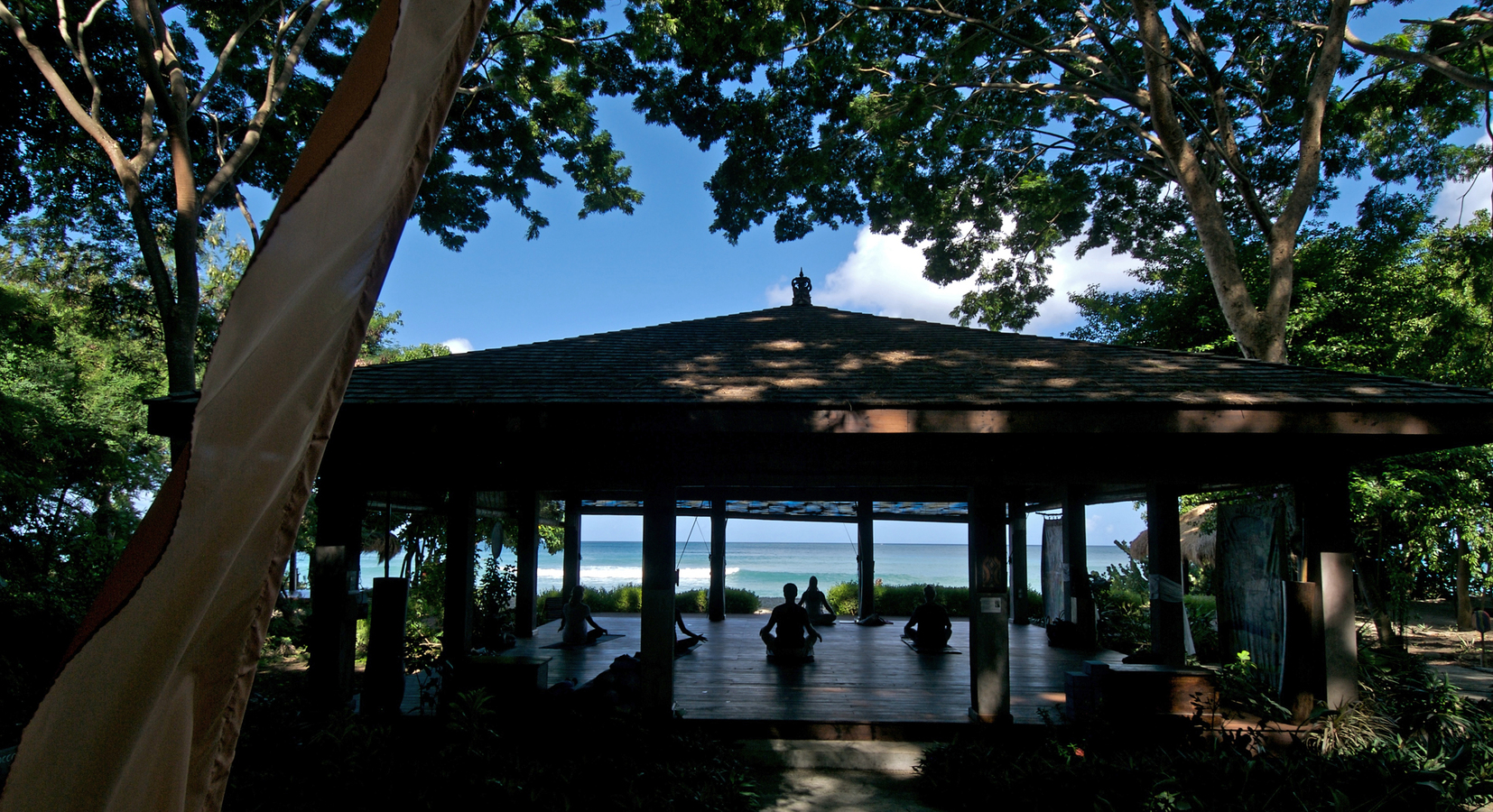 Laluna's Yoga pavilion on the beach offering daily yoga