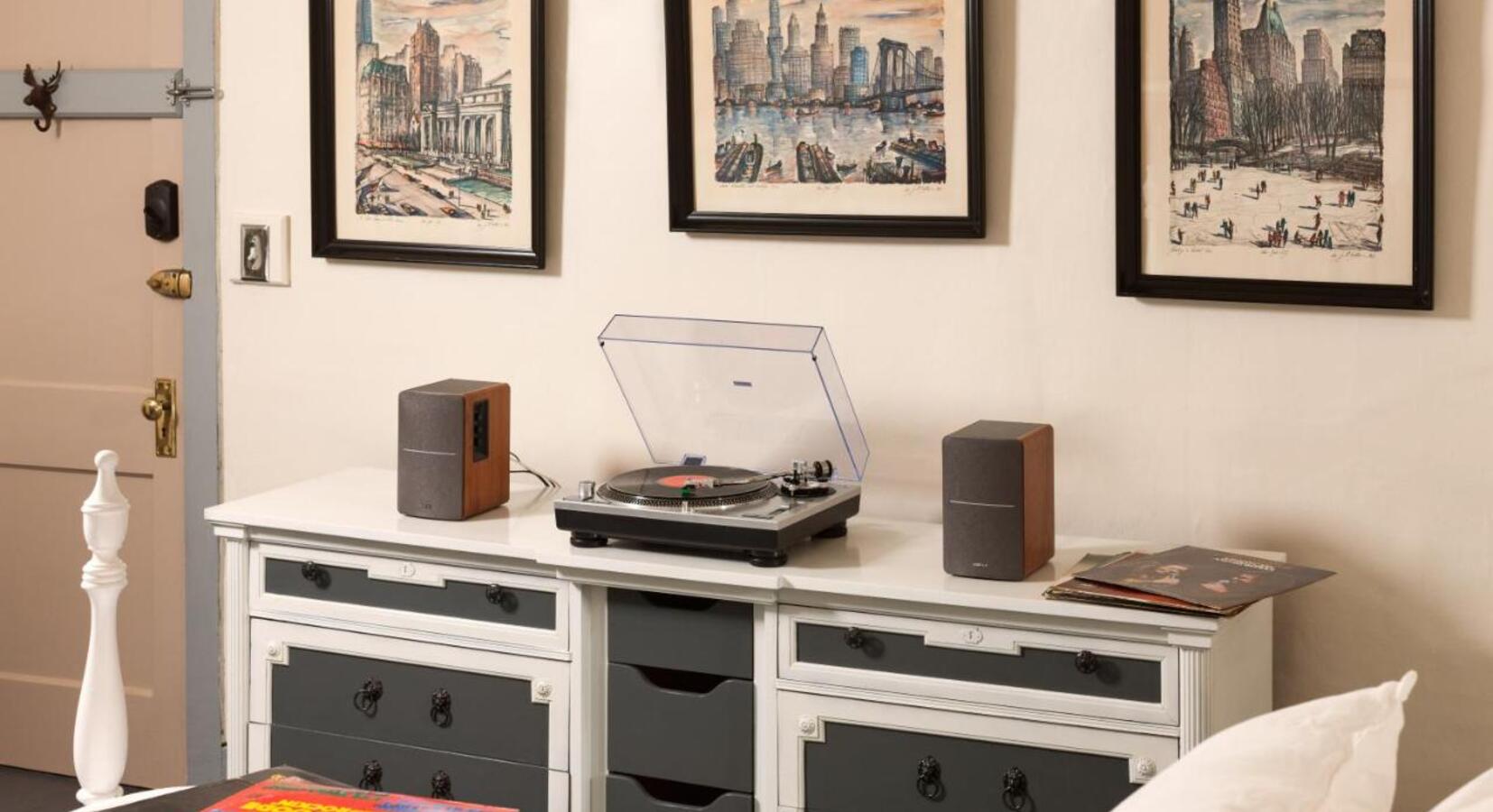 Record players are provided in each room