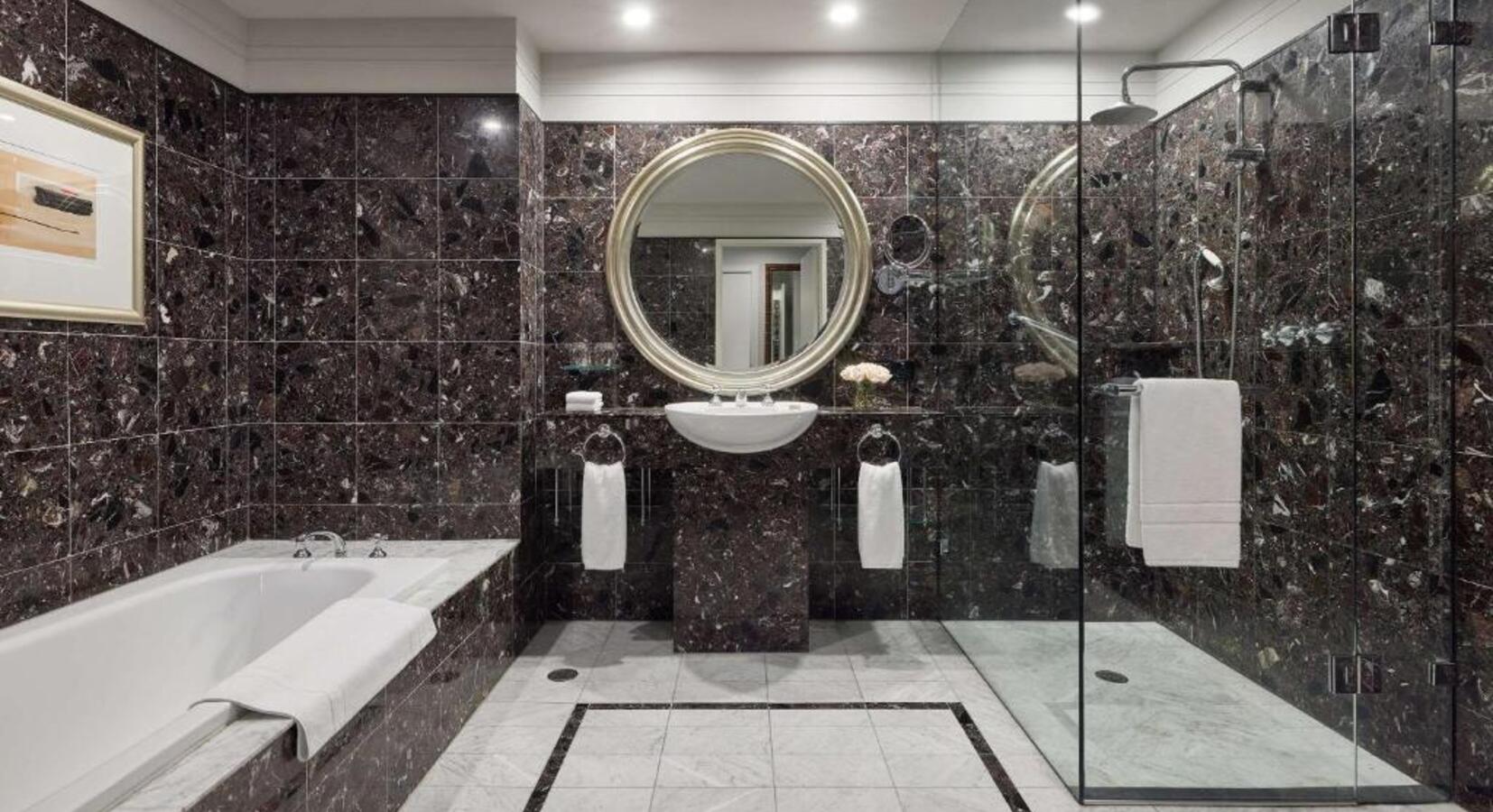 Marble Bathroom with Tub 