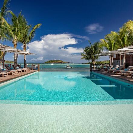 Pool with beach views