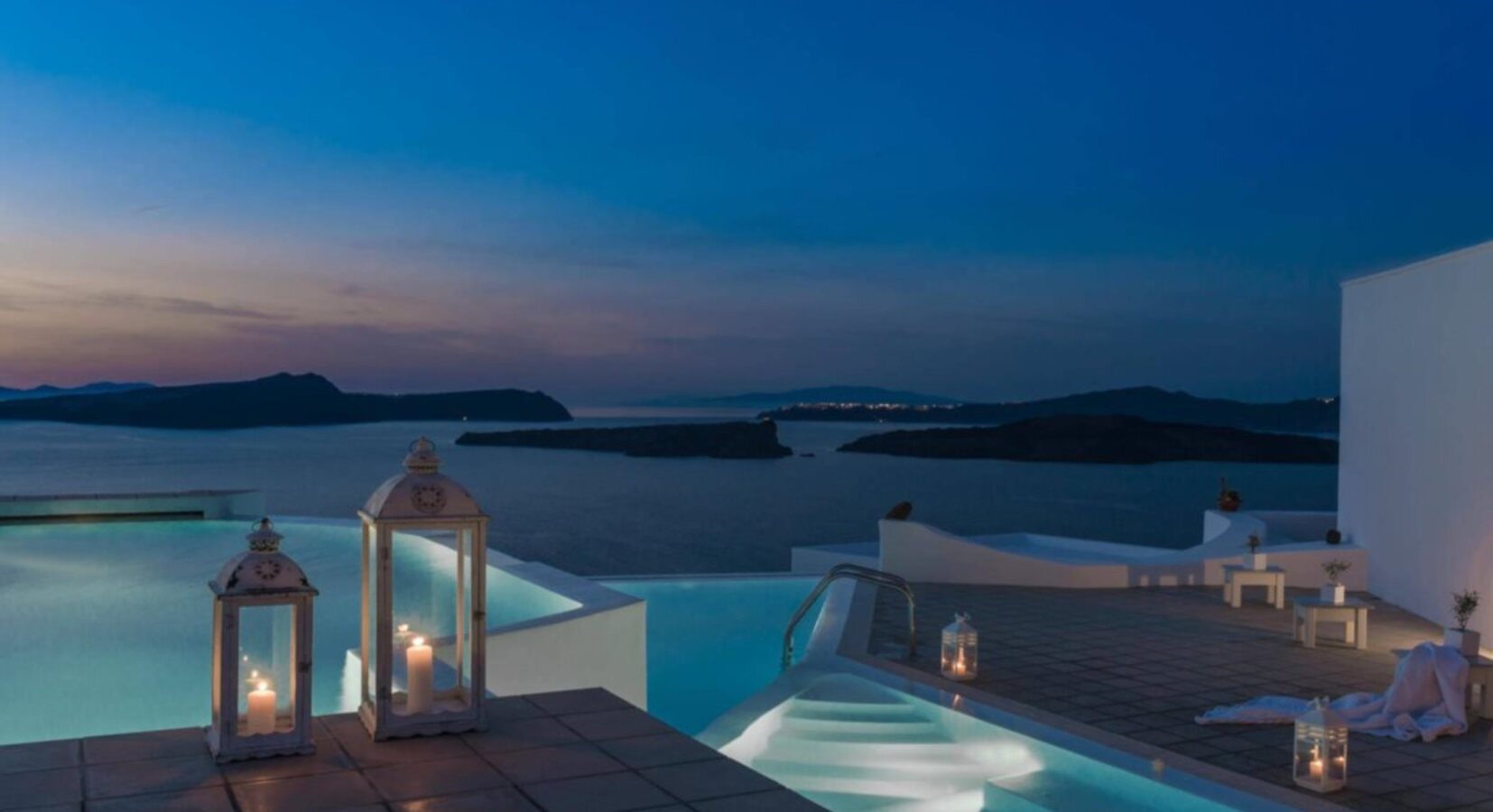 Outdoor Pool and Hot Tub Night View