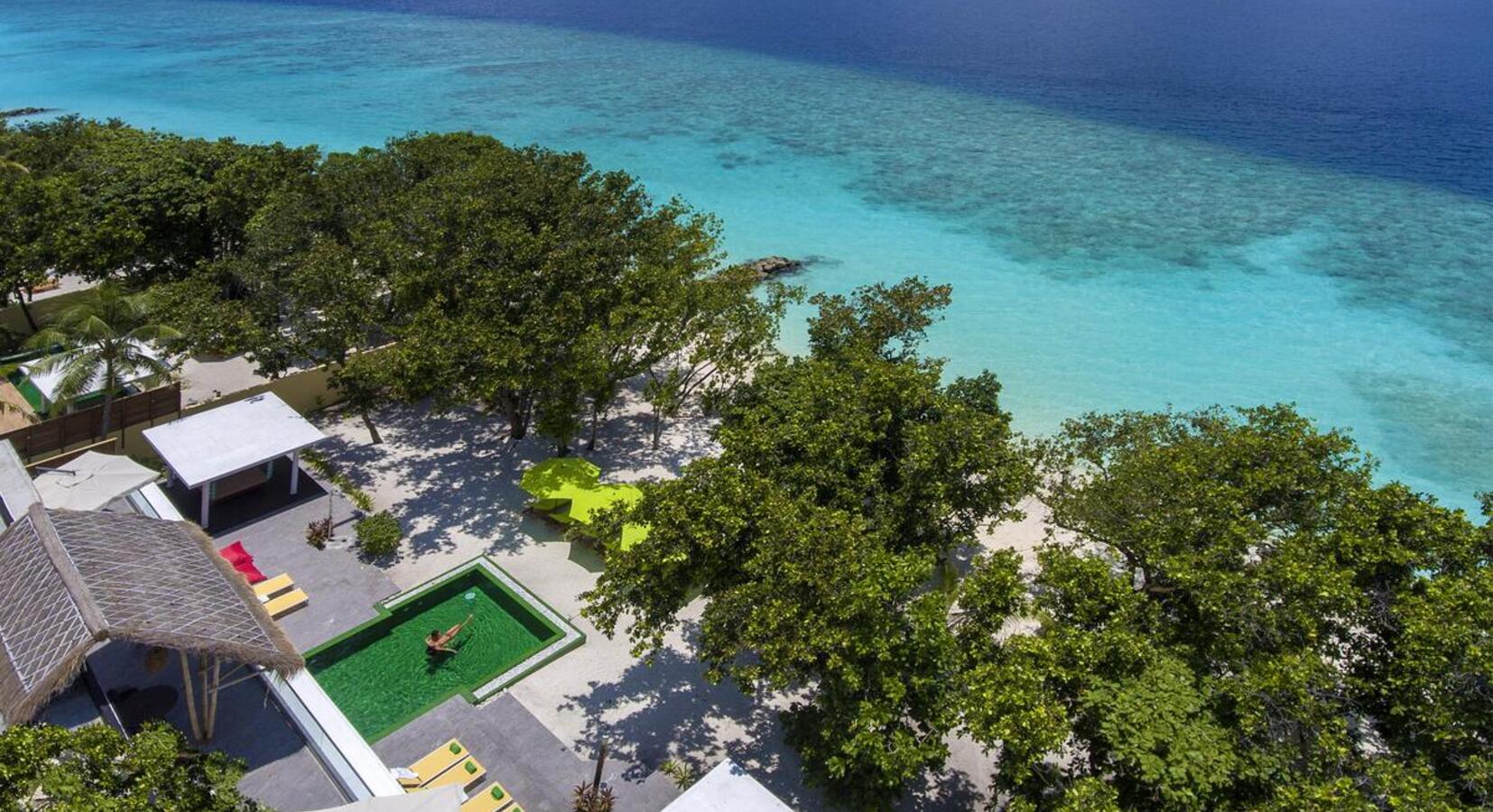 Aerial view of beach villa