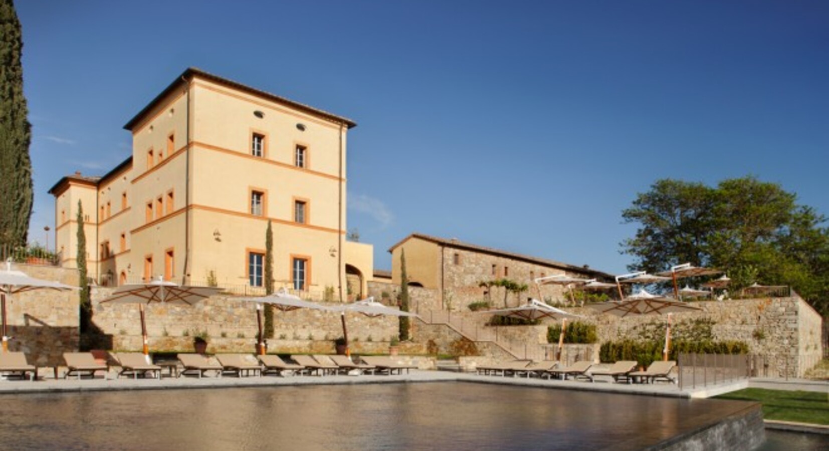 Castello de Casole and swimming pool